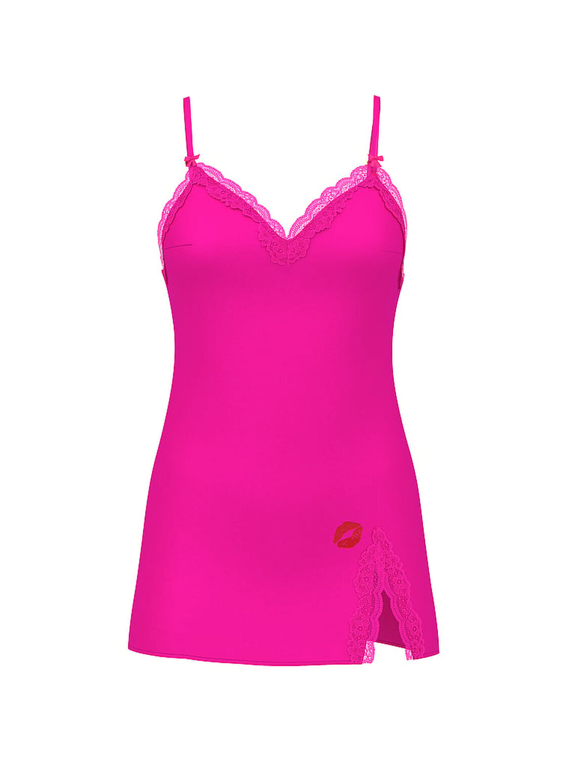 vs Victoria's Secret Tease Satin Lace-Trim Mini Slip Dress Enchanted Pink 3 of 4 