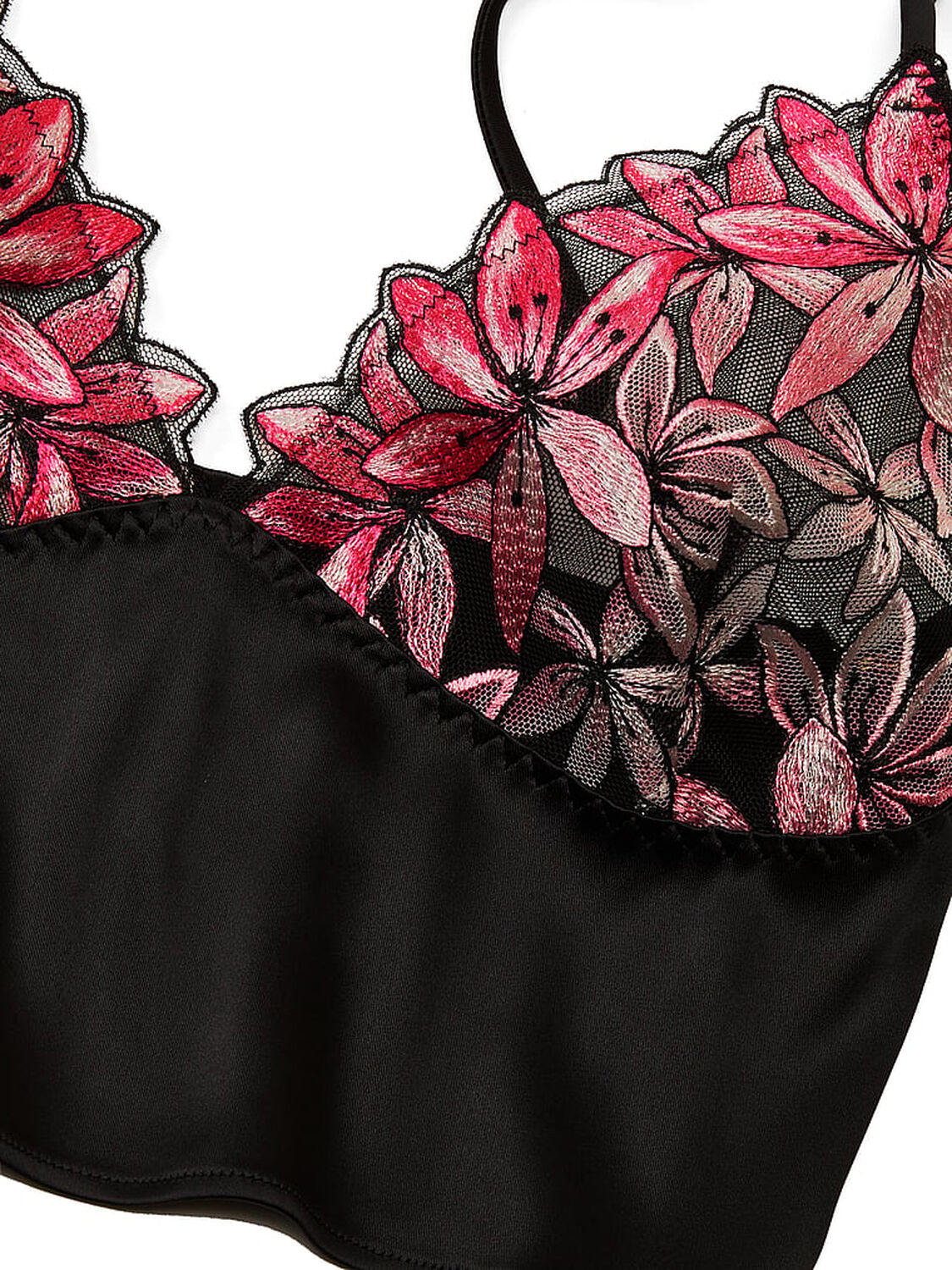 vs Victoria's Secret Ziggy Glam Floral Embroidery Cami Slip Skirt Set Black 4 of 4 