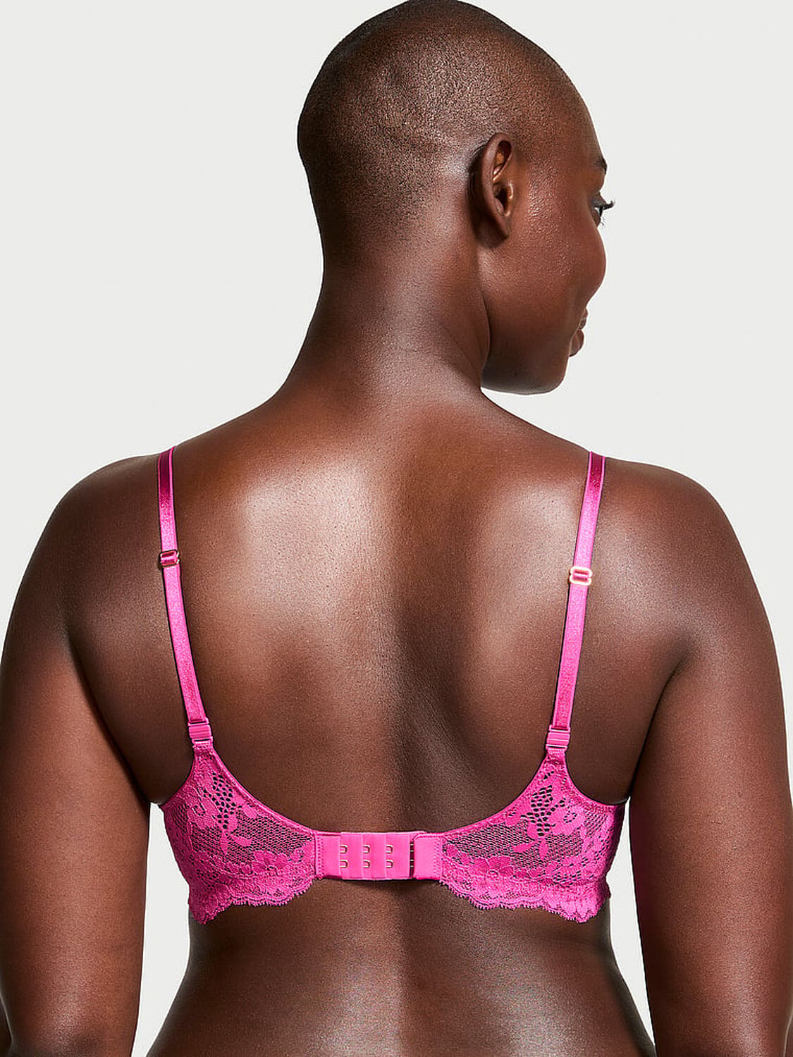 vs Dream Angels Smooth & Lace Lightly Lined Classic Coverage Demi Bra Luscious Rose 2 of 3 