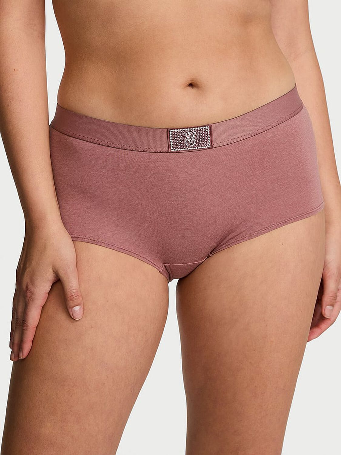 vs Cotton Logo Cotton Shine Patch Shortie Panty Vintage Rose 1 of 3 