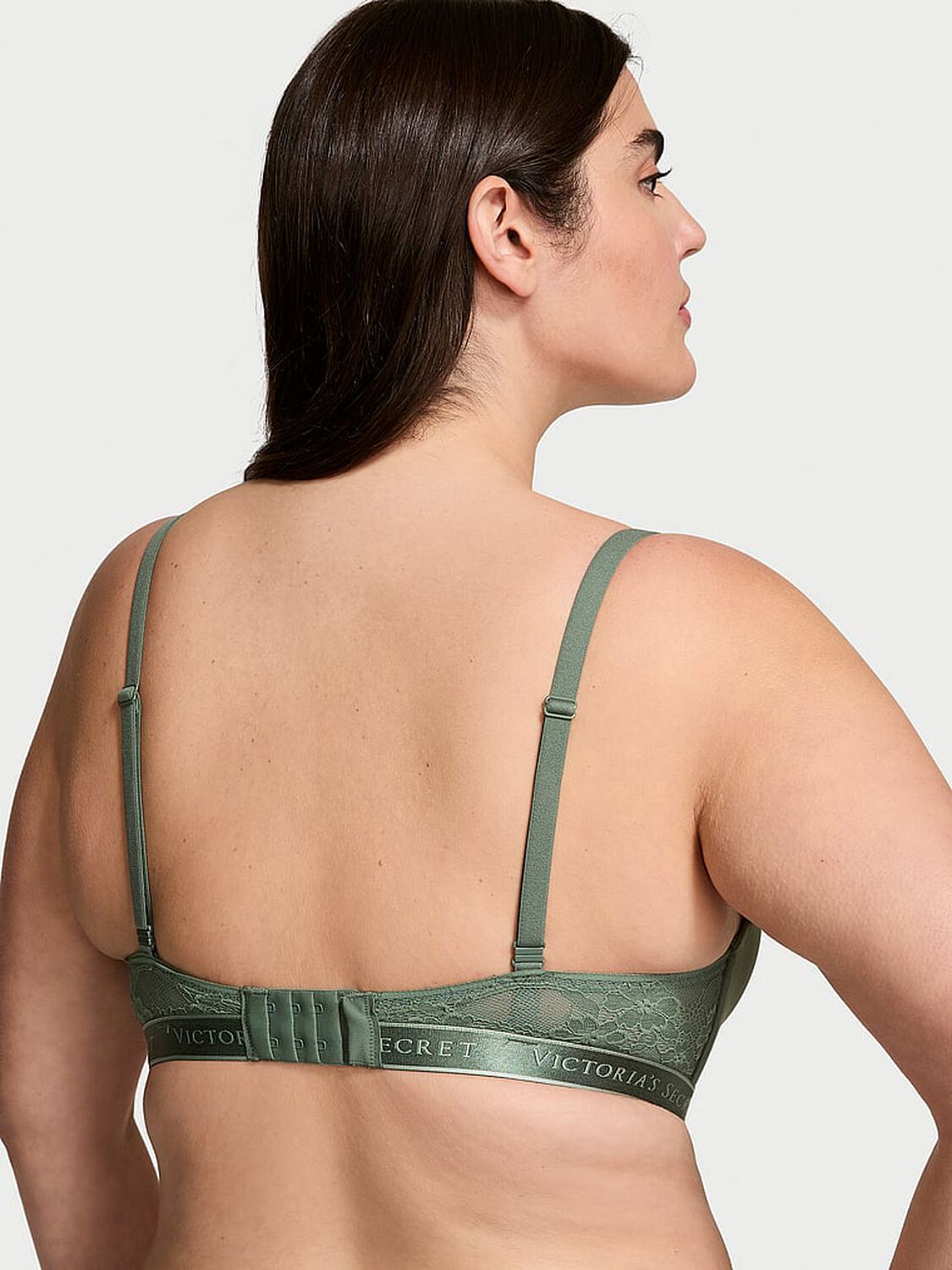 vs The T-Shirt Lightly Lined Wireless Lace-Trim Bra Faded Sage 2 of 3 