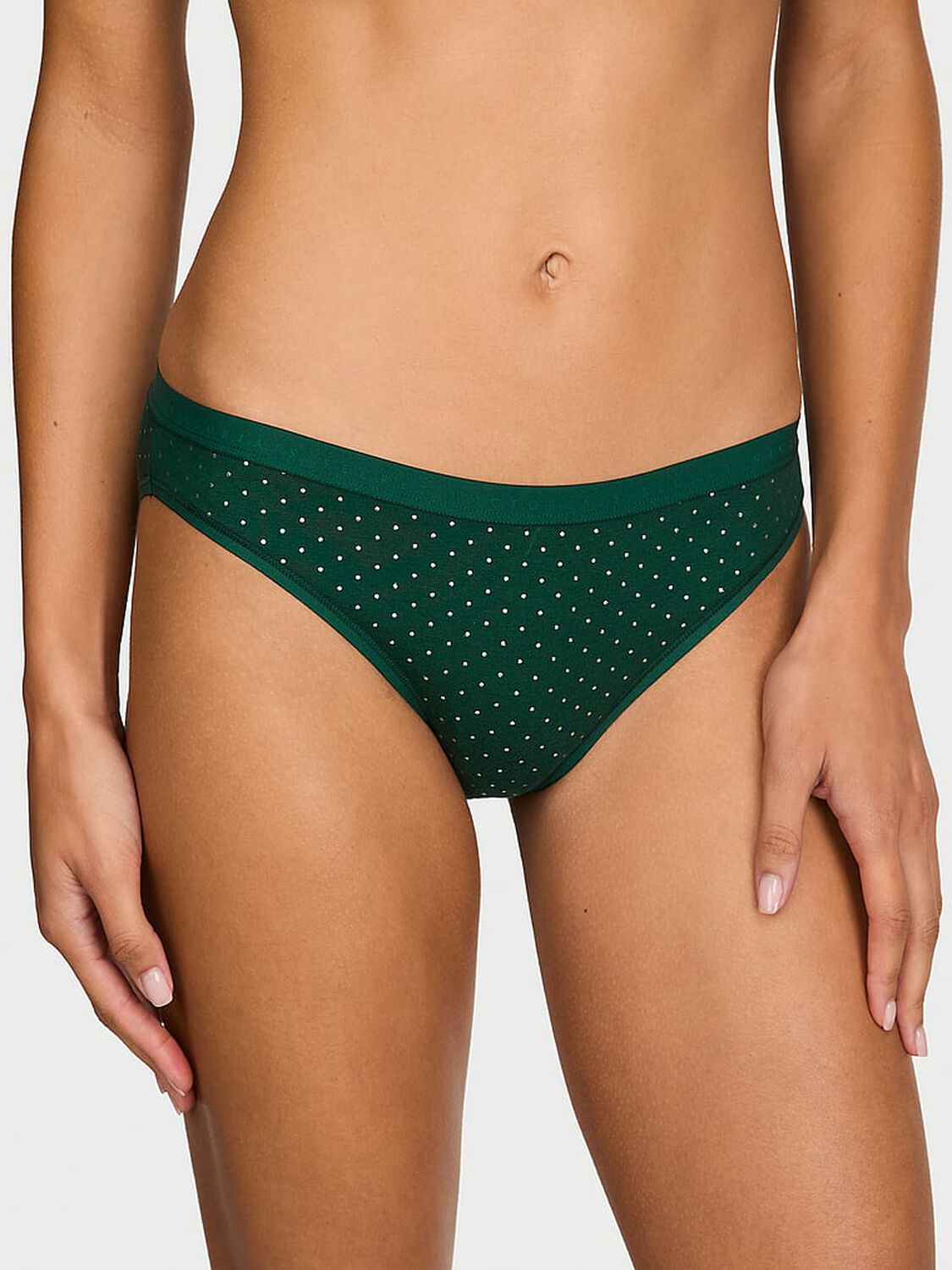 vs Victoria's Secret Stretch Cotton Bikini Panty Velvet Pine Foil Dot 1 of 2 