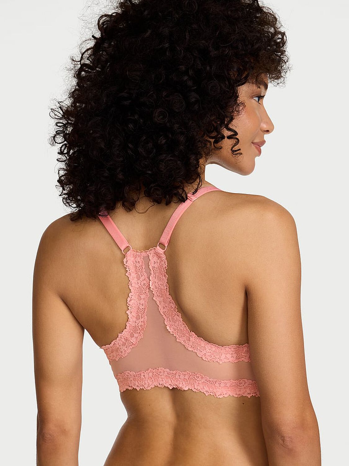 vs Body By Victoria Lightly Lined Lace Racerback Demi Bra Blush Pink 2 of 3 