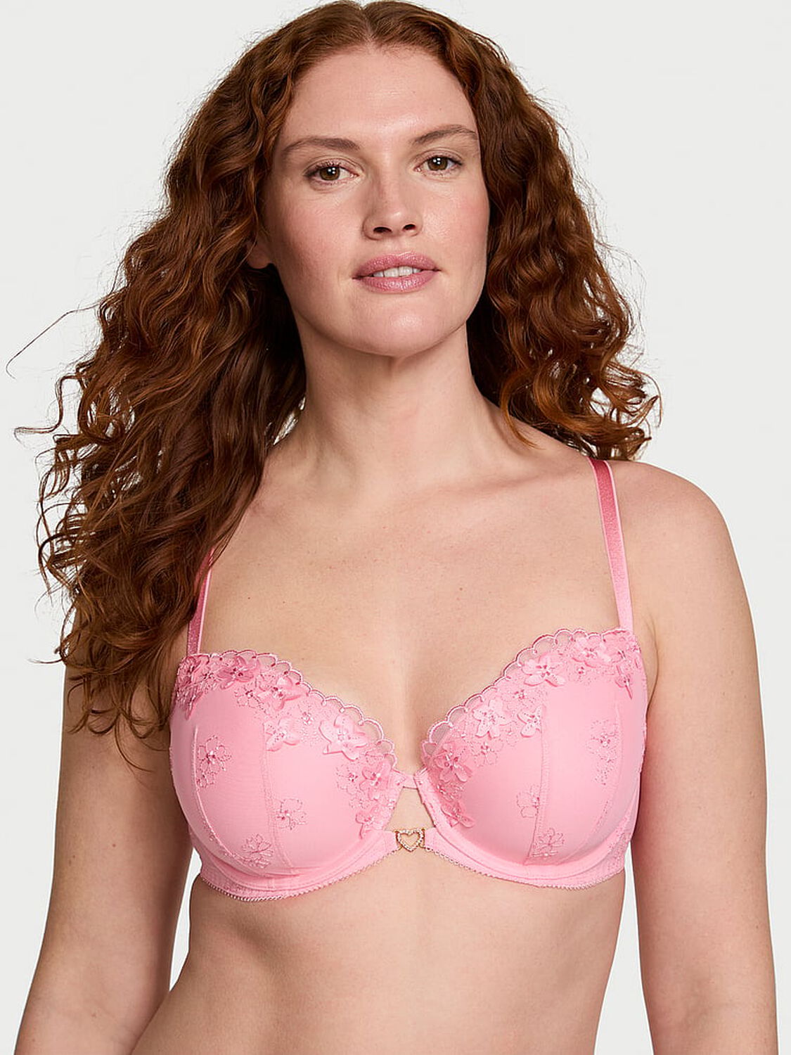 vs Dream Angels Pretty Petals Lightly Lined Demi Bra Pink Hope 1 of 4 