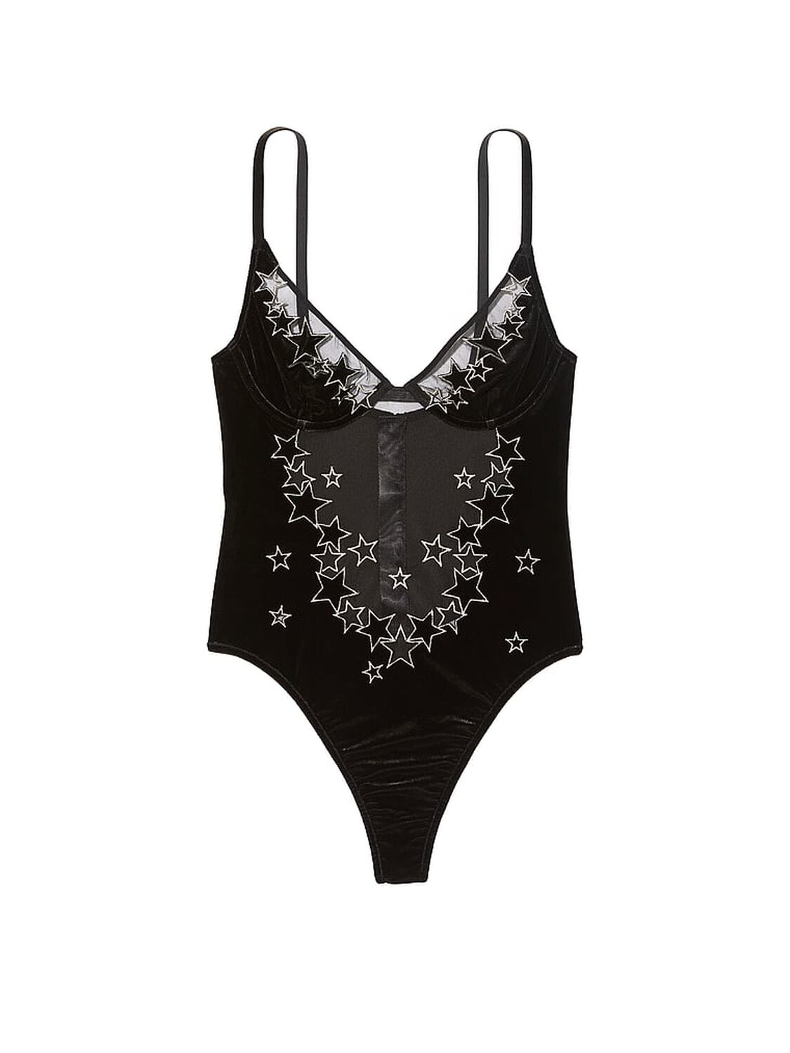 vs Very Sexy Starstruck Velvet Embellished Bodysuit Black 3 of 5 