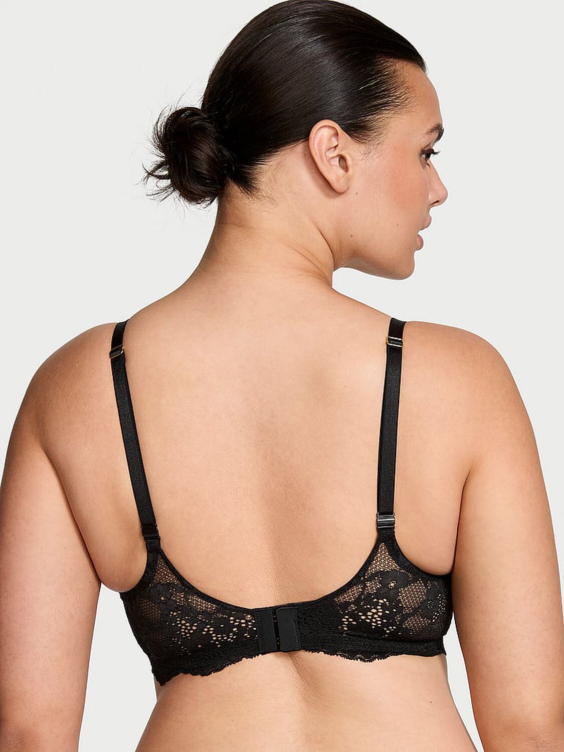 vs Dream Angels Smooth & Lace Lightly Lined Classic Coverage Demi Bra Black 2 of 4 