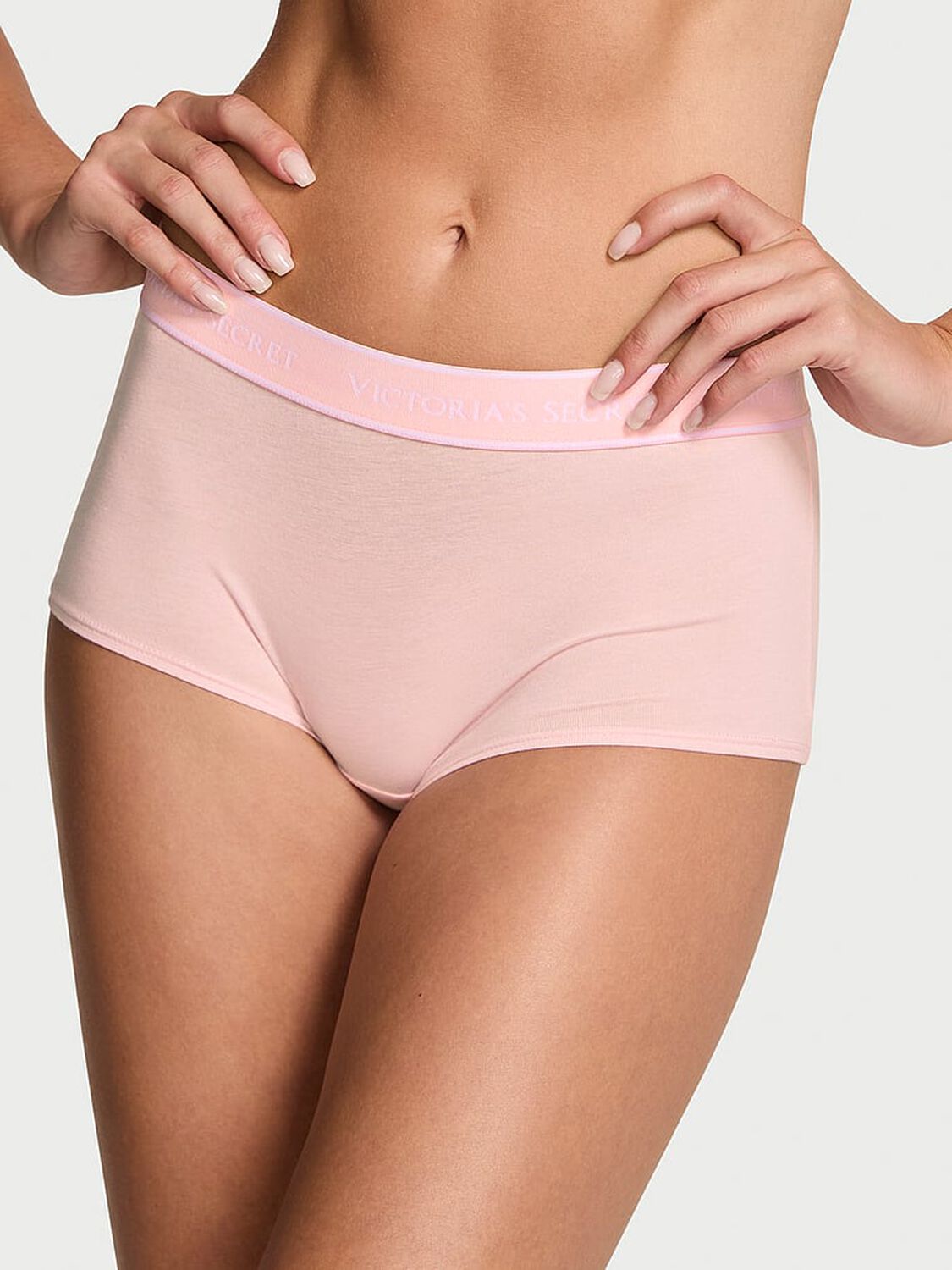 vs Cotton Logo Cotton Boyshort Panty Angel Pink 1 of 2 