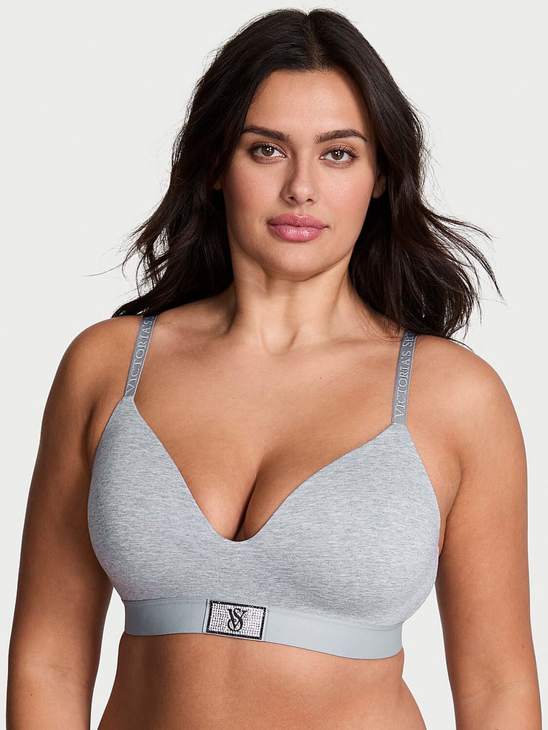 vs The T-Shirt Shine Patch Lightly Lined Wireless Bra Medium Heather Grey 1 of 2 