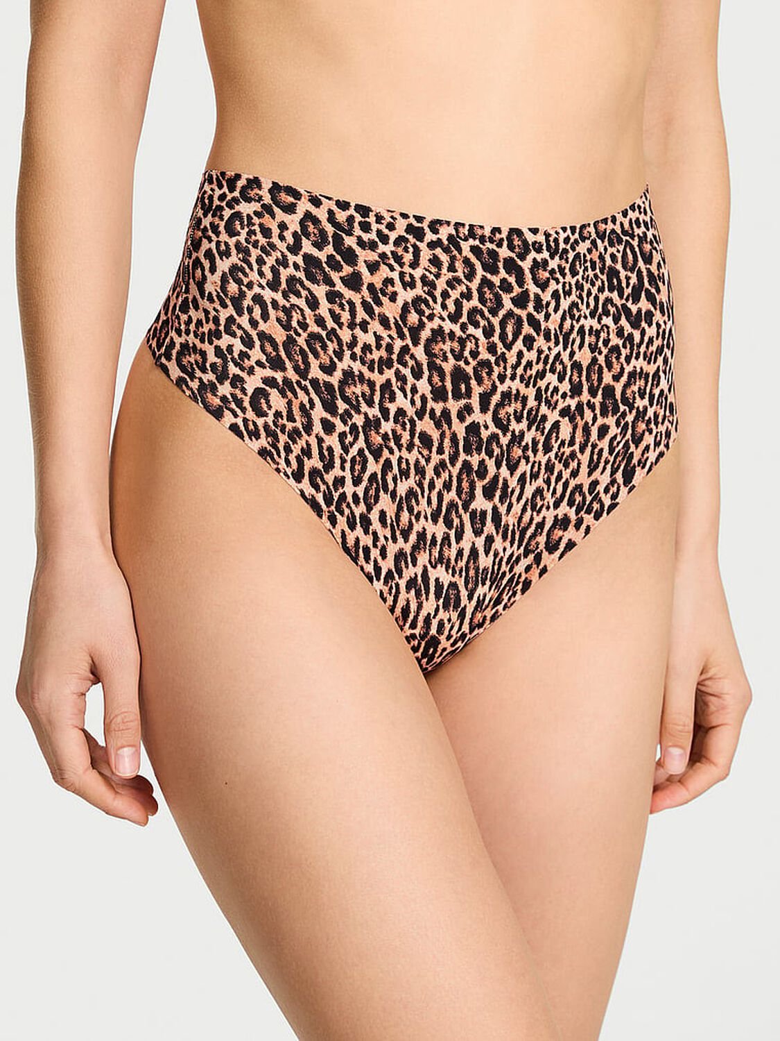 vs No-Show No-Show High-Waist Thong Panty Natural Leopard 1 of 3 