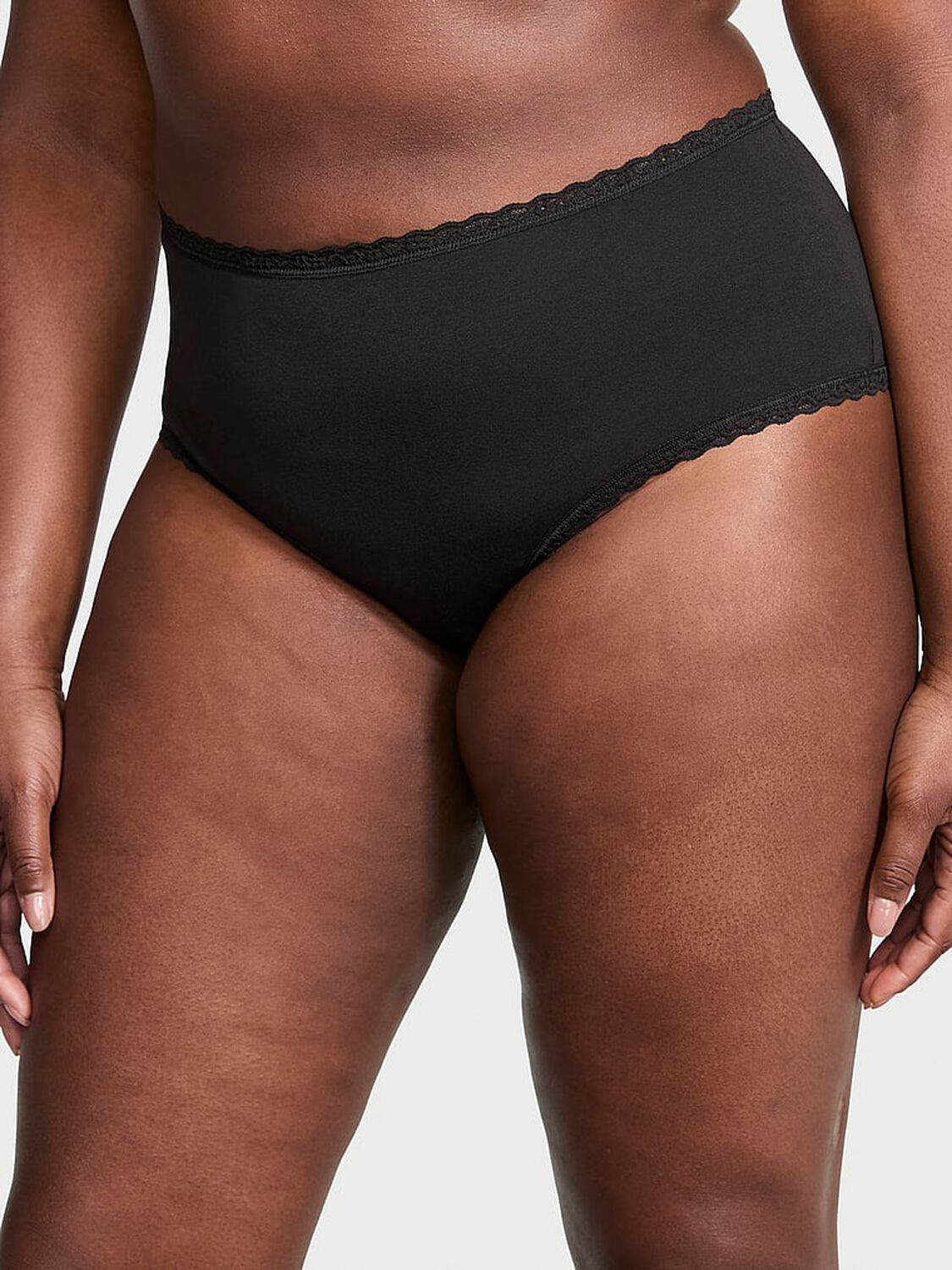 vs The Lacie Cotton Lace-Waist Cheeky Panty Black 1 of 3 