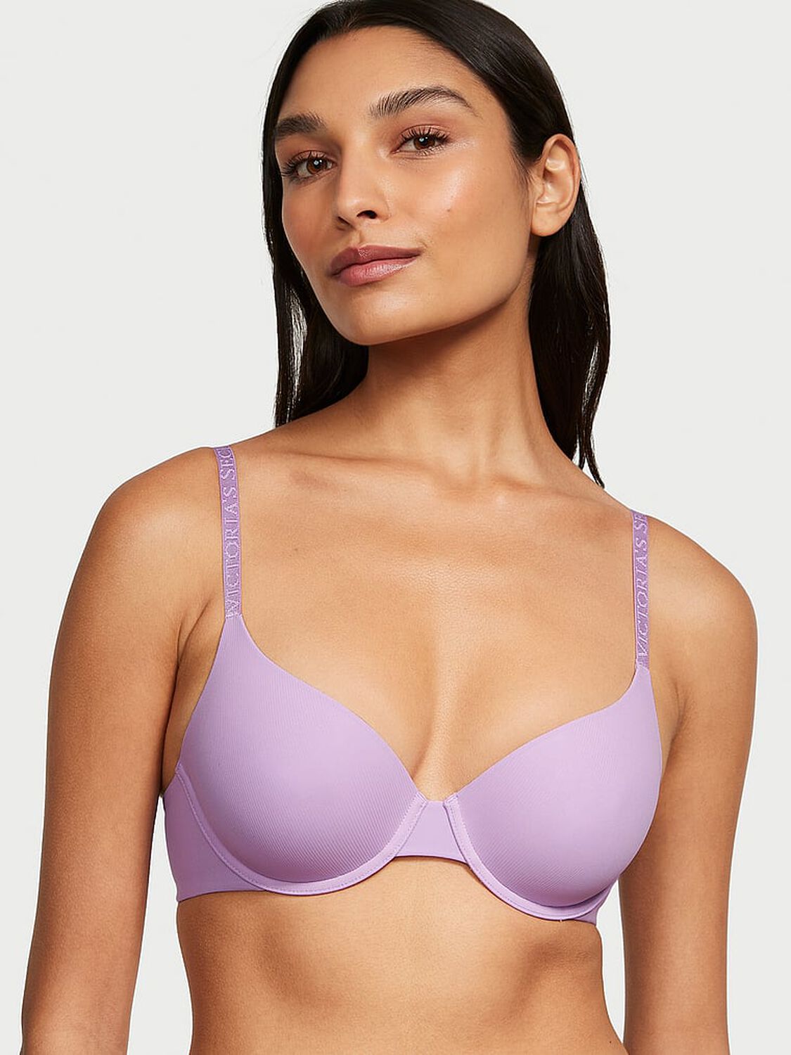 vs The T-Shirt Lightly Lined Micro-Rib Demi Bra Unicorn Purple 1 of 3 