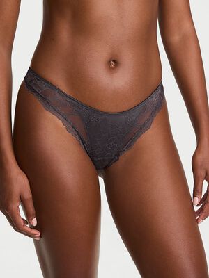 Rose Lace Overlay Thong Panty