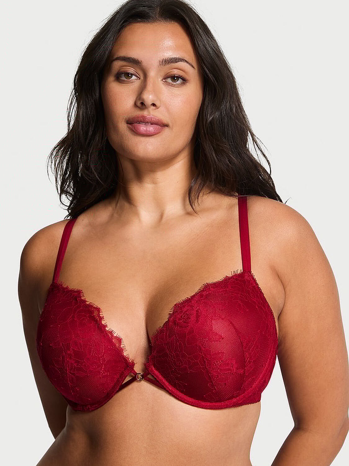 vs Very Sexy Rose Lace Push-Up Bra Red Lacquer 1 of 2 