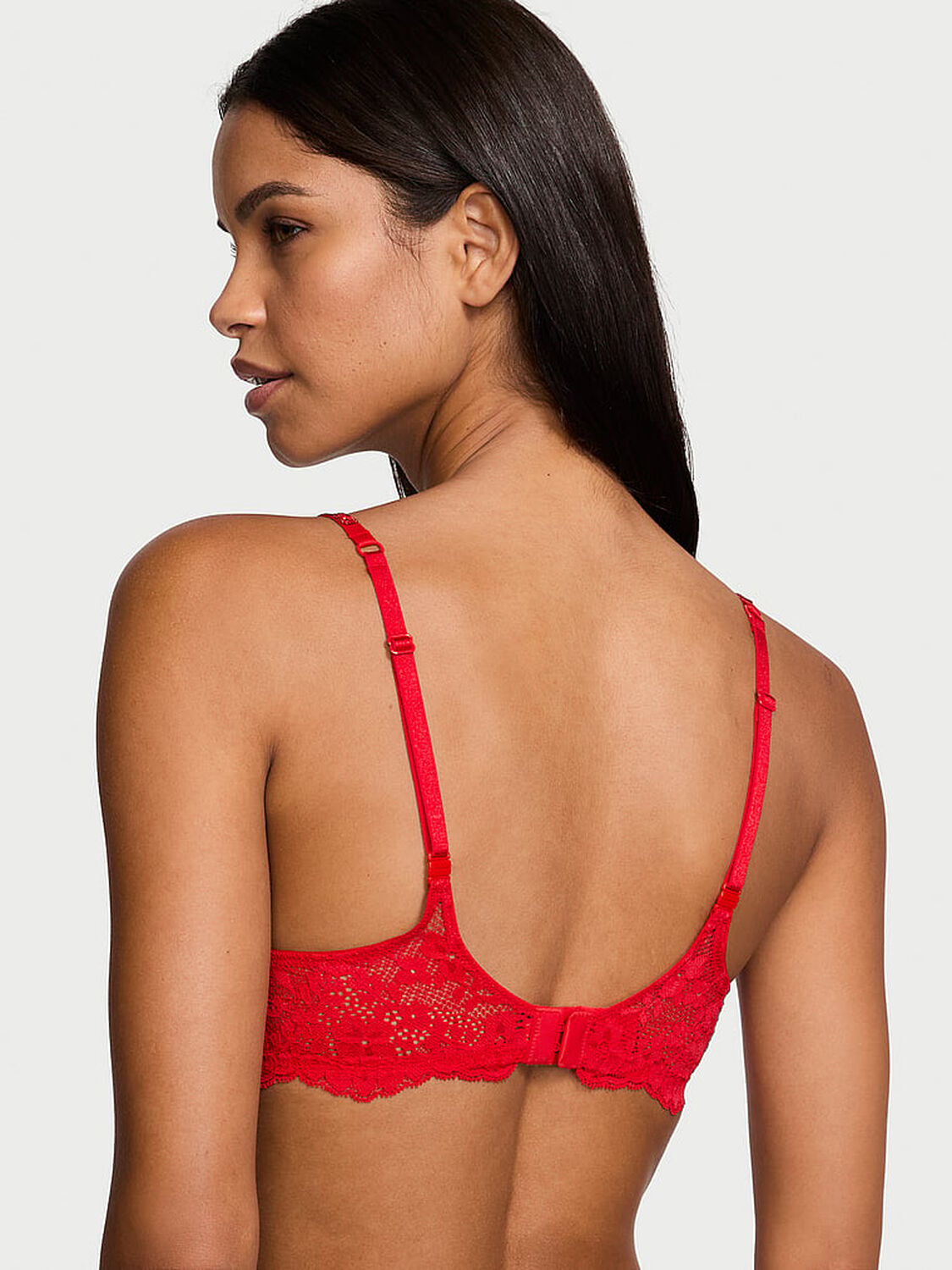 vs Dream Angels Twinkle Strap Lace Push-Up Bra Bright Vermillion 2 of 5 
