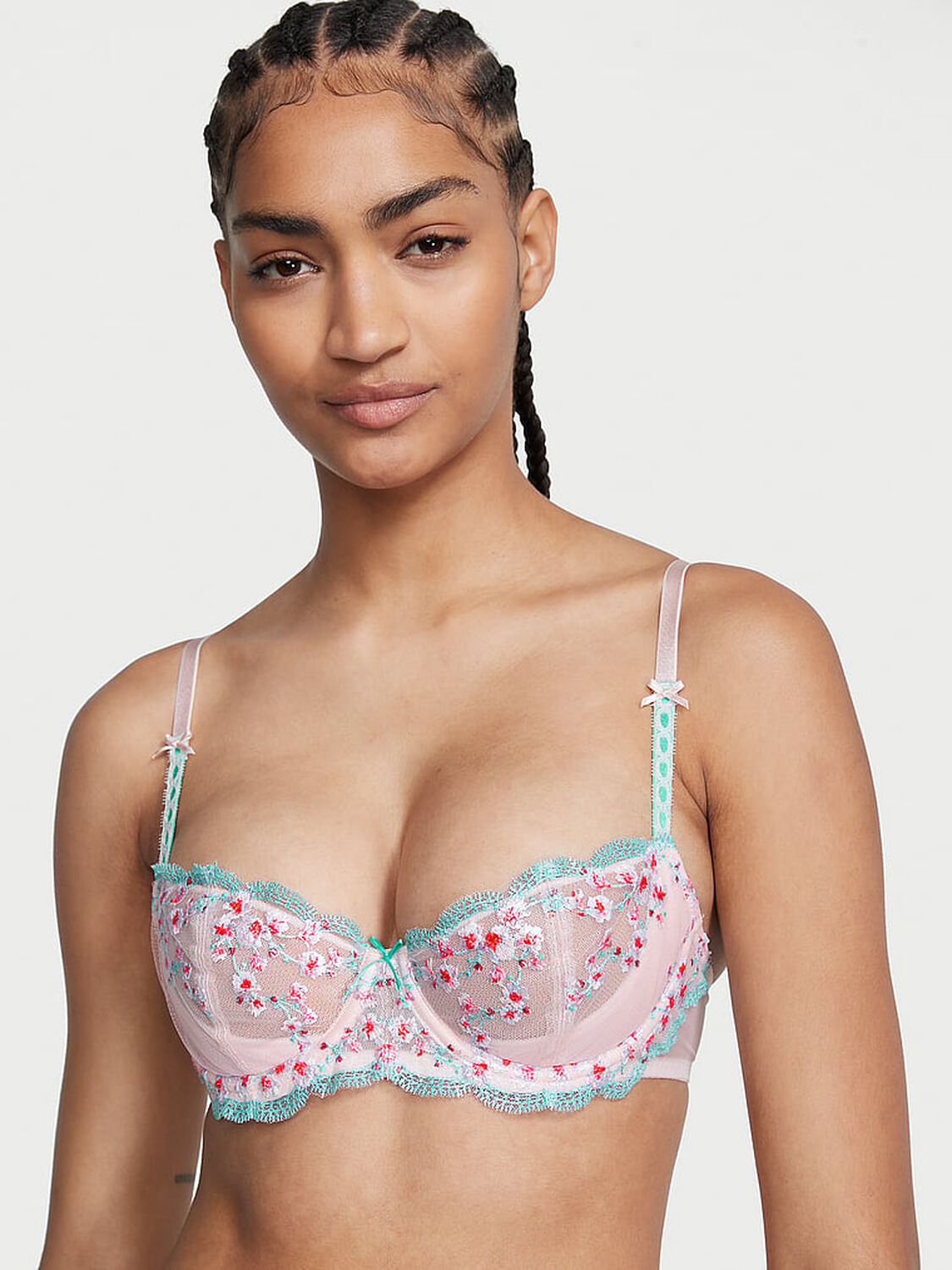 vs Dream Angels Wicked Unlined Cherry Blossom Embroidery Balconette Bra 1 of 4 