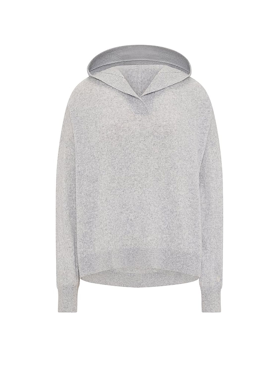 vs Victoria's Secret Luxe Knit V-Neck Hoodie Sweater Medium Heather Grey 3 of 3 