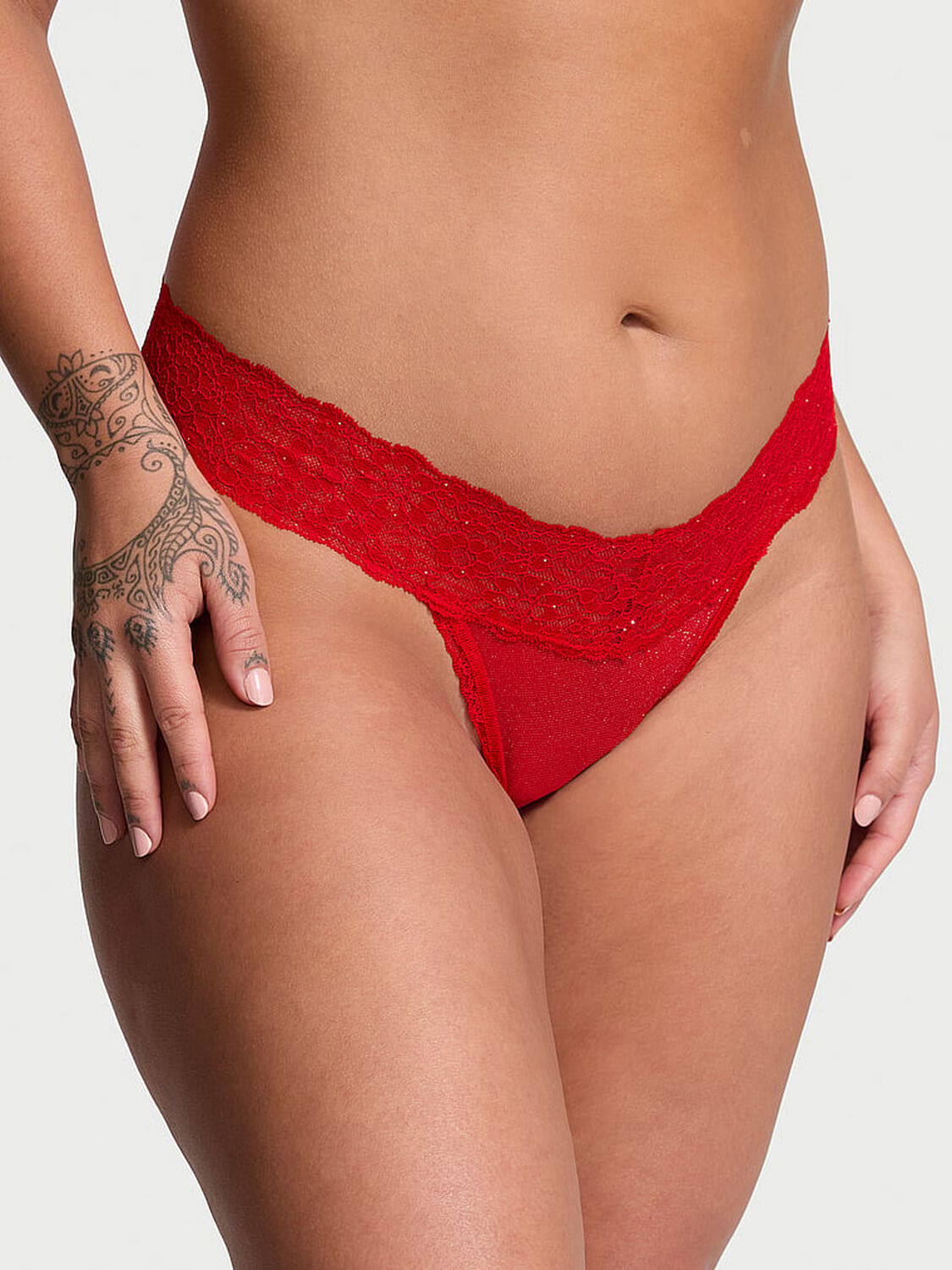 vs The Lacie Sequin Posey Mesh Thong Panty Lipstick 1 of 3 