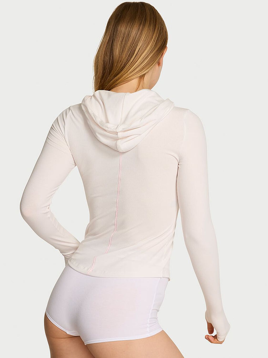 vs Angel Essentials VS Iconic Rib Pullover Hoodie Coconut White 2 of 3 