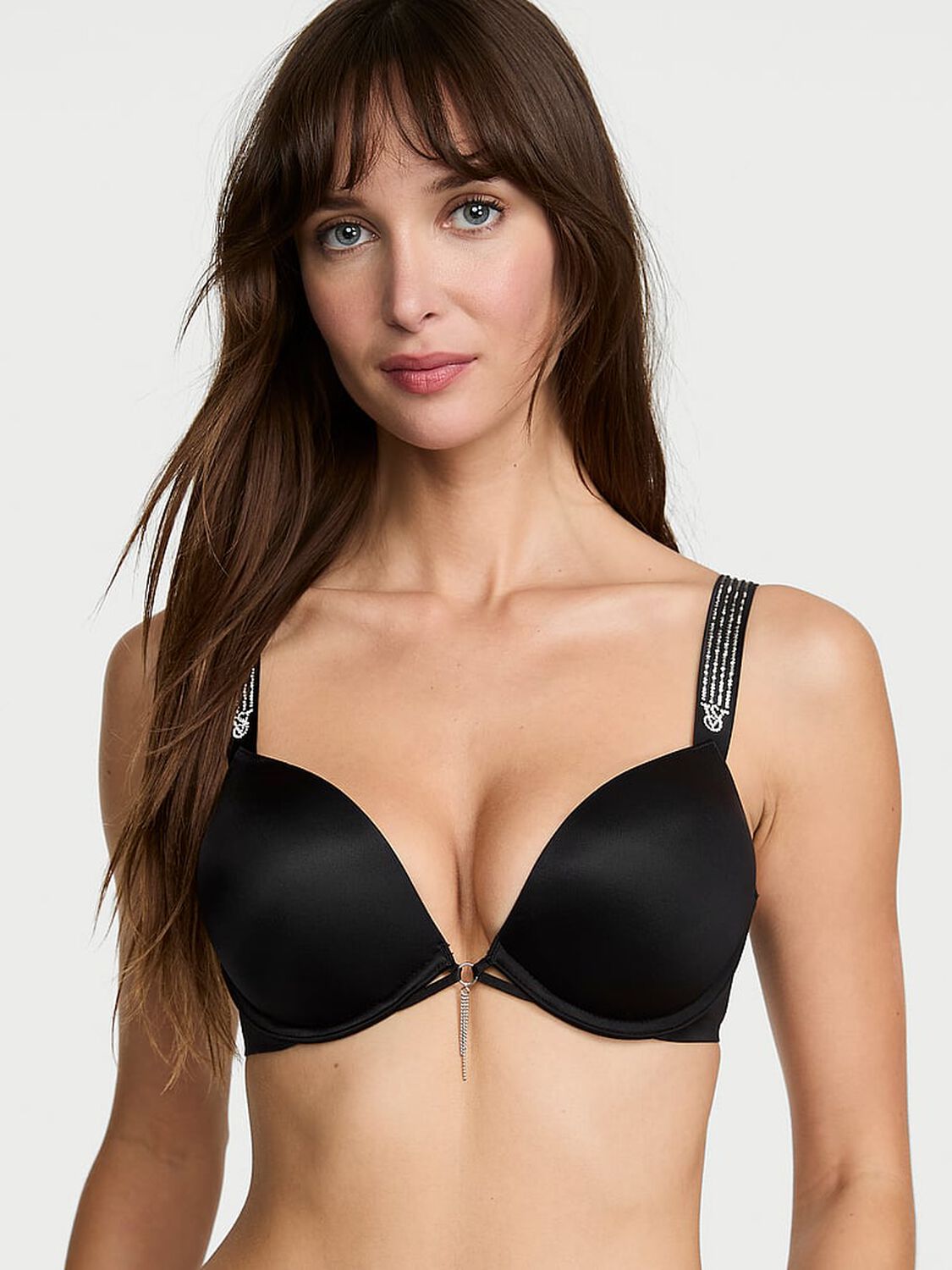vs Very Sexy Bombshell Add-2-Cups Ombr&eacute; Stripe Shine Strap Push-Up Bra Black 1 of 3 