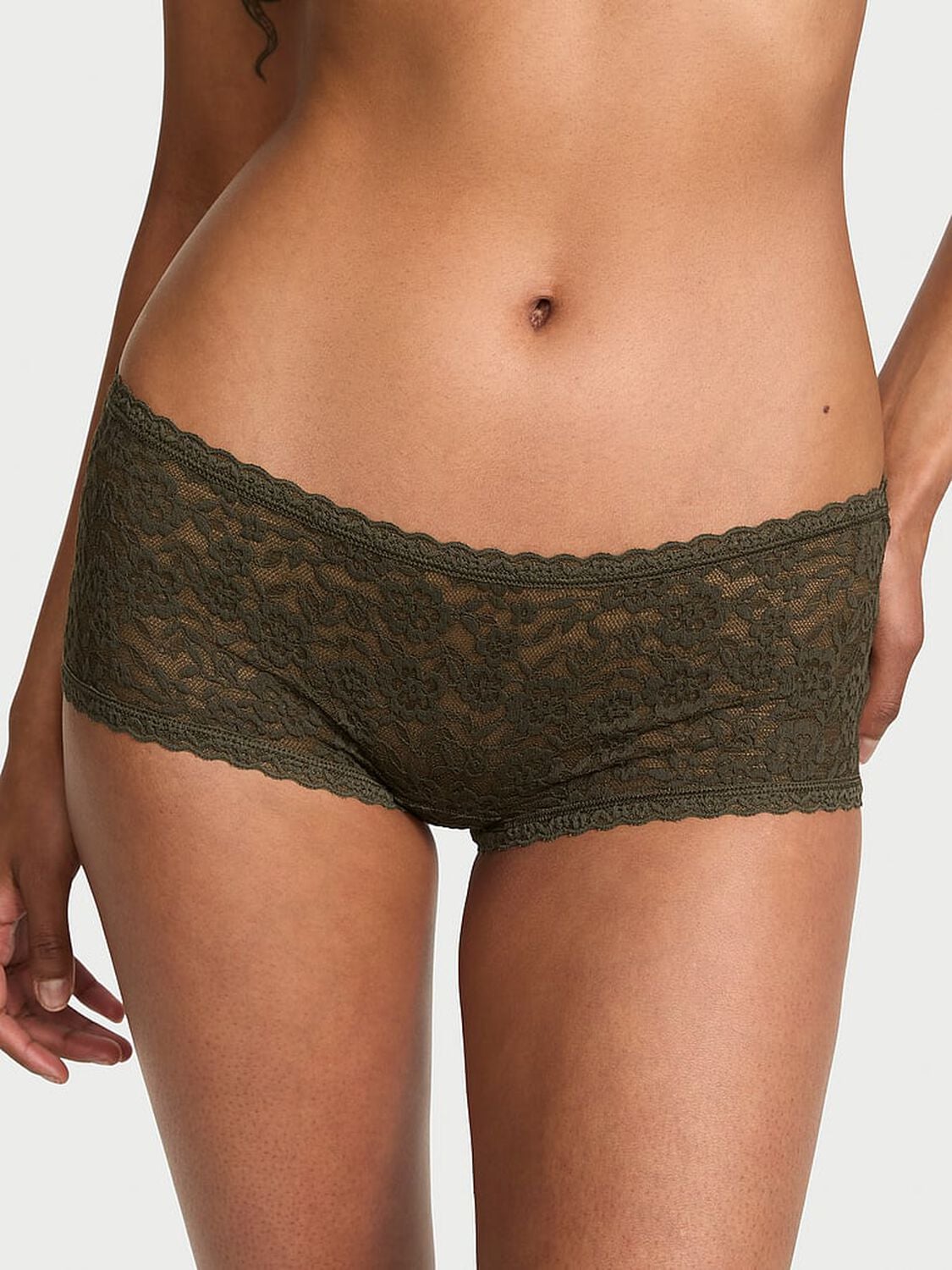 vs The Lacie Lace Low-Rise Boyshort Olive 1 of 3 