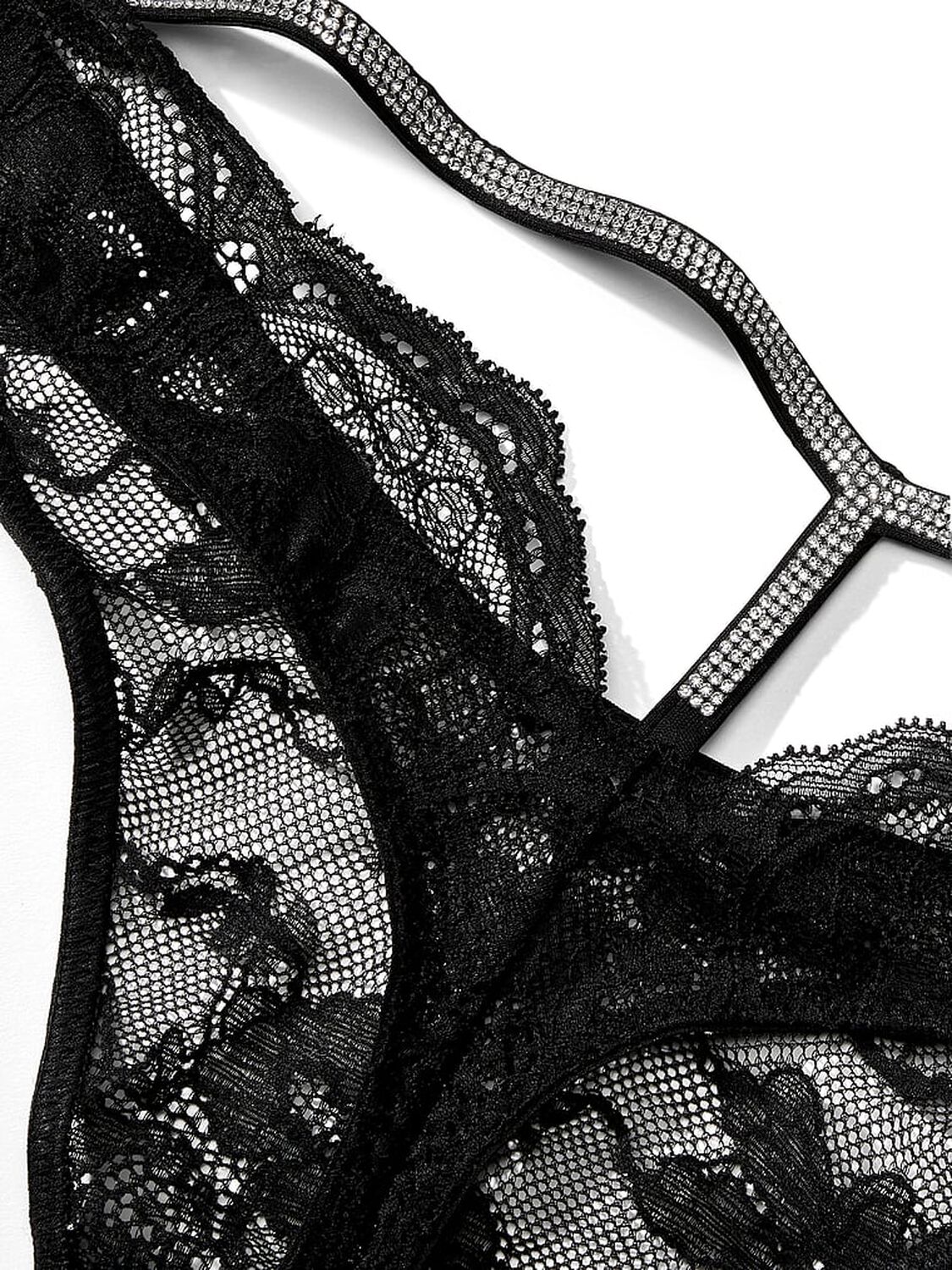 vs Very Sexy Shine Strap Cut-Out Back Lace Thong Panty Black 5 of 5 