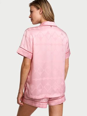 Glazed Satin Heart Short Pajama Set