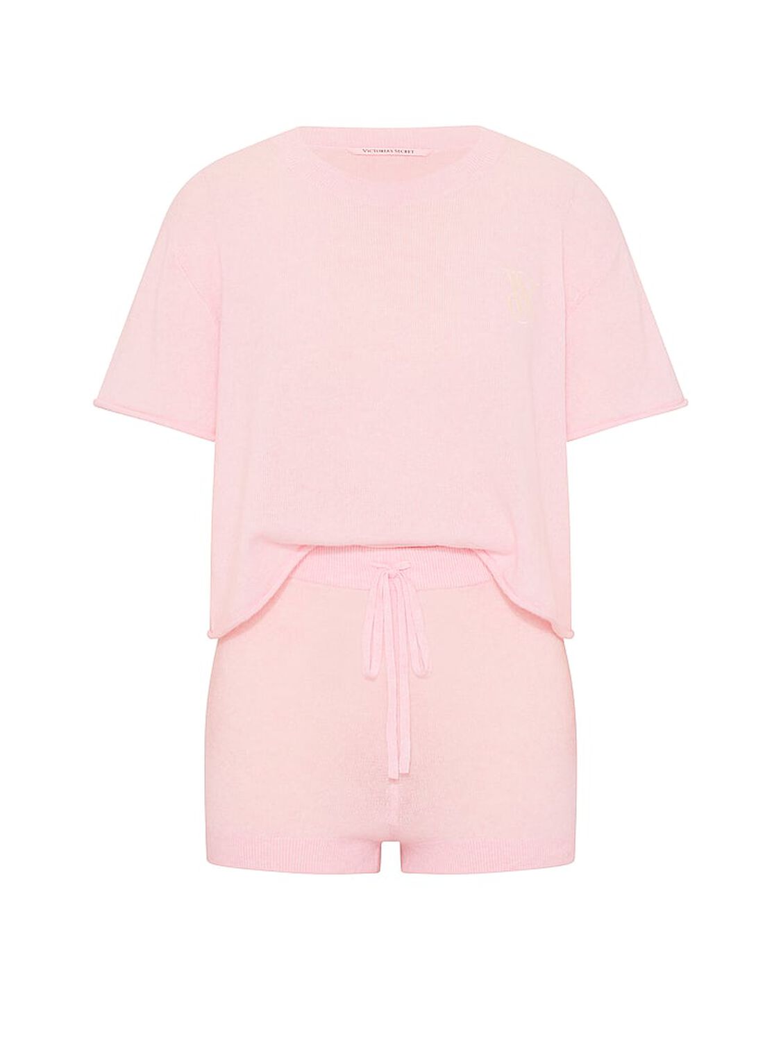 vs Victoria's Secret Luxe Knit Tee & Short Set Angel Pink 3 of 3 