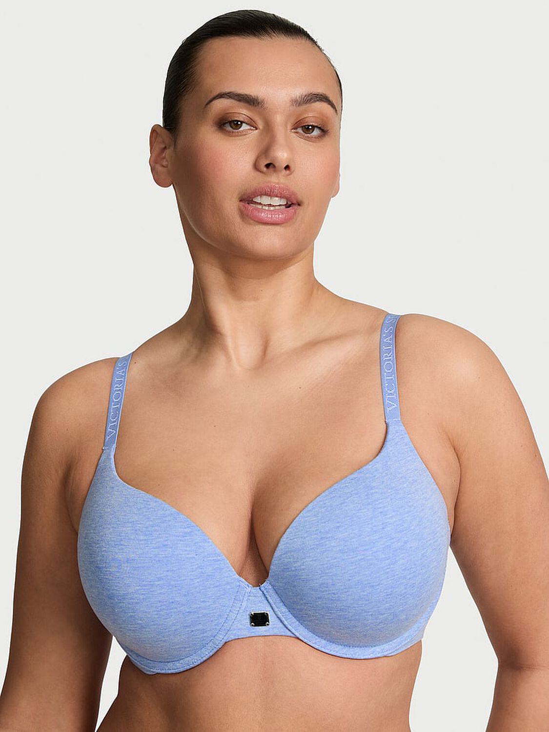 vs The T-Shirt Cotton Logo Hardware Perfect Shape Push-Up Bra Heather Cornflower 1 of 3 