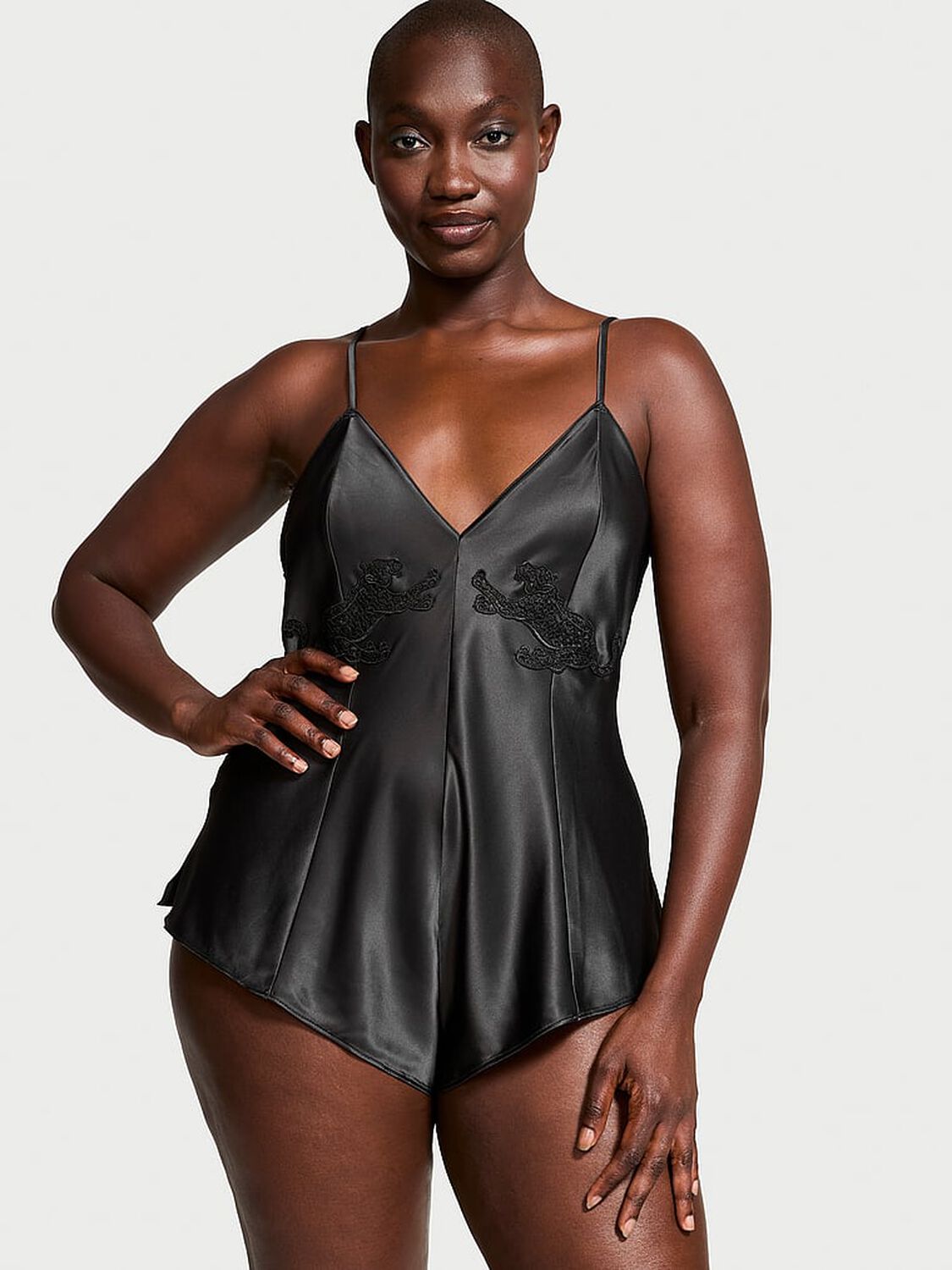 vs Victoria's Secret Jaguar Satin Romper 1 of 3 