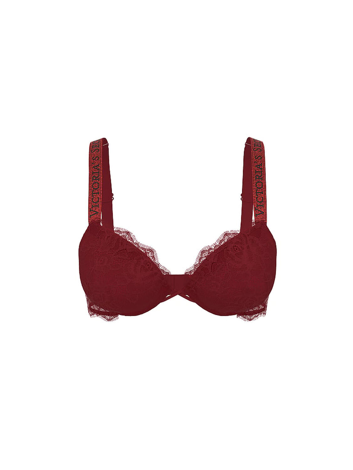 vs Very Sexy Bombshell Add-2-Cups Shine Strap Rose Lace Push-Up Bra Sangria Red 1 of 3 