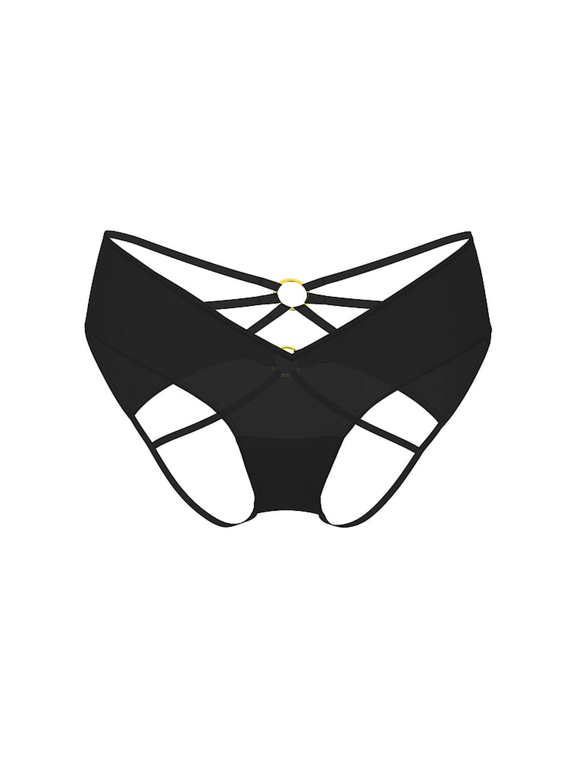 vs Very Sexy Strappy Ring Hardware Open-Back Cheeky Panty Black 1 of 3 