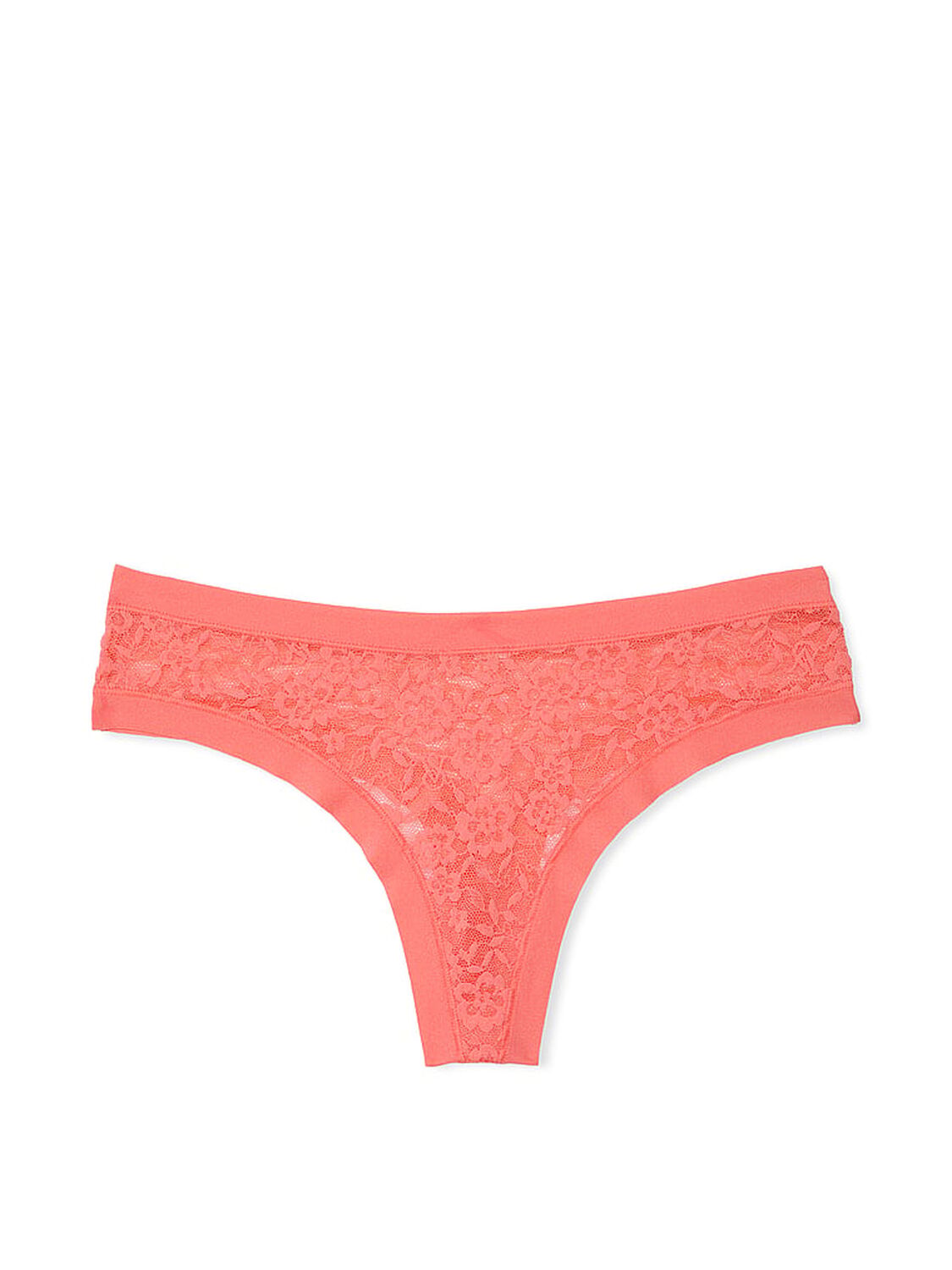 vs No-Show No-Show Lace Thong Panty Coral Ribbon 3 of 3 