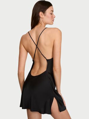 Satin Open-Back Slip Dress