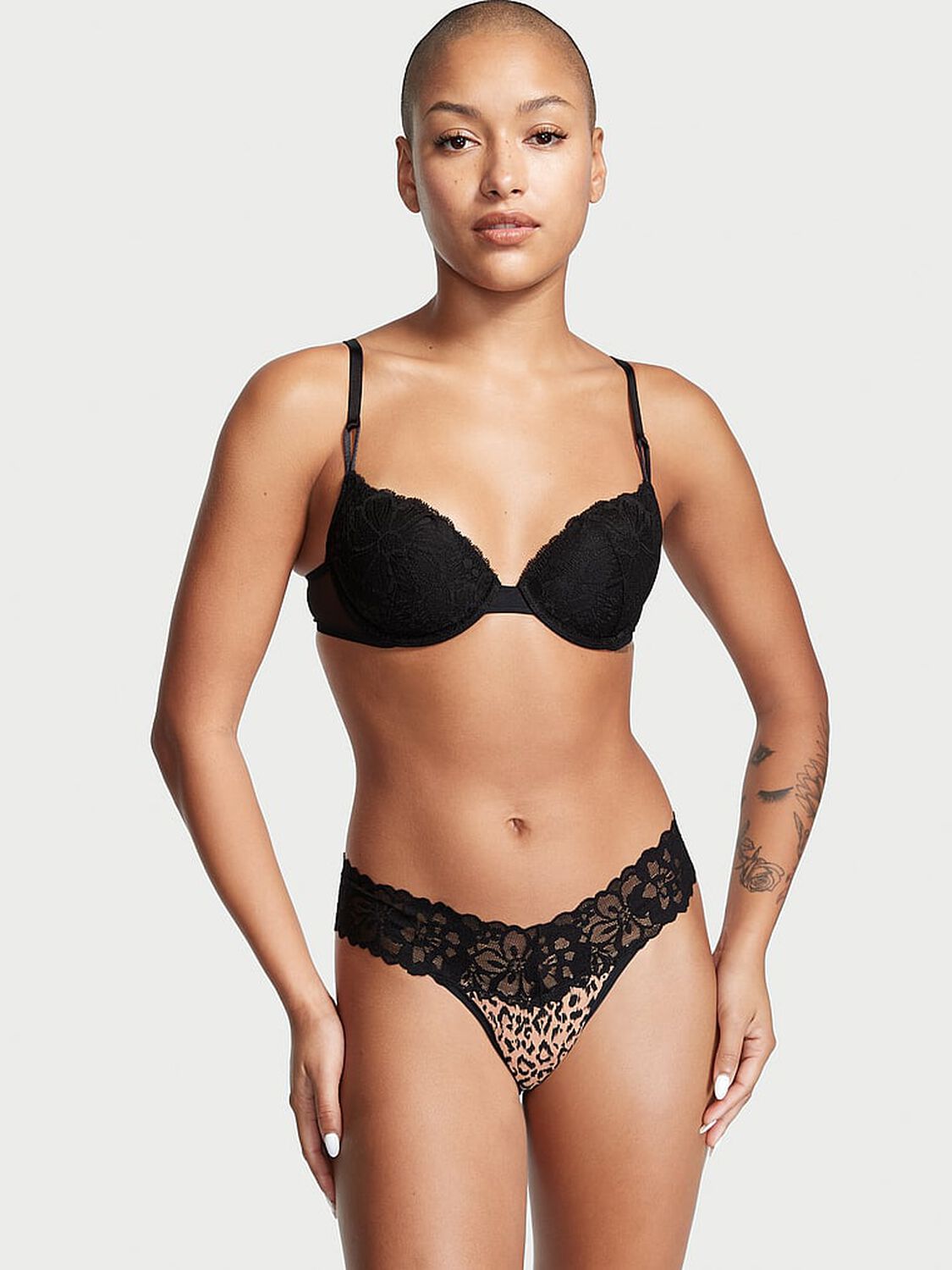 vs The Lacie Lace Waist Cotton Thong Panty Leopard 1 of 3 