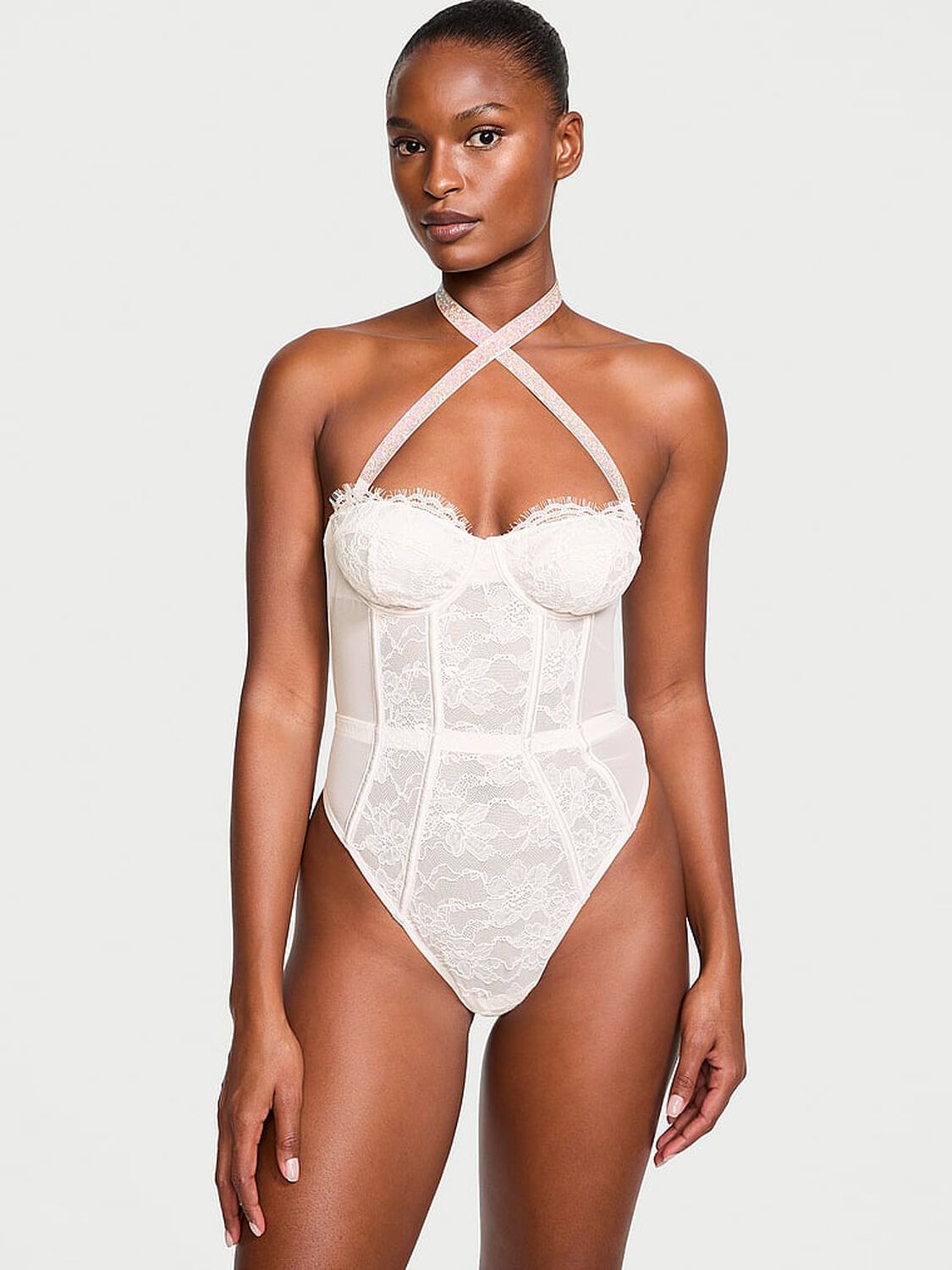 vs Very Sexy Shine Strap Halter Lace Teddy 1 of 4 