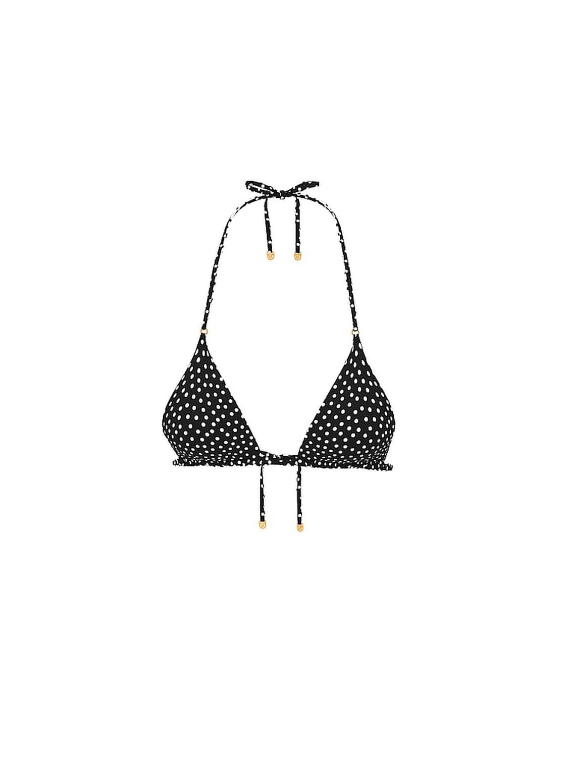 vs Victoria's Secret Swim Essential Triangle Bikini Top Black & White Dots 3 of 4 
