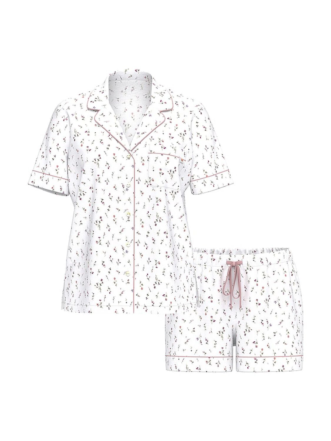 vs Victoria's Secret Modal Soft Short Pajama Set Coconut White/Pink Lily Ditsy Floral 1 of 2 