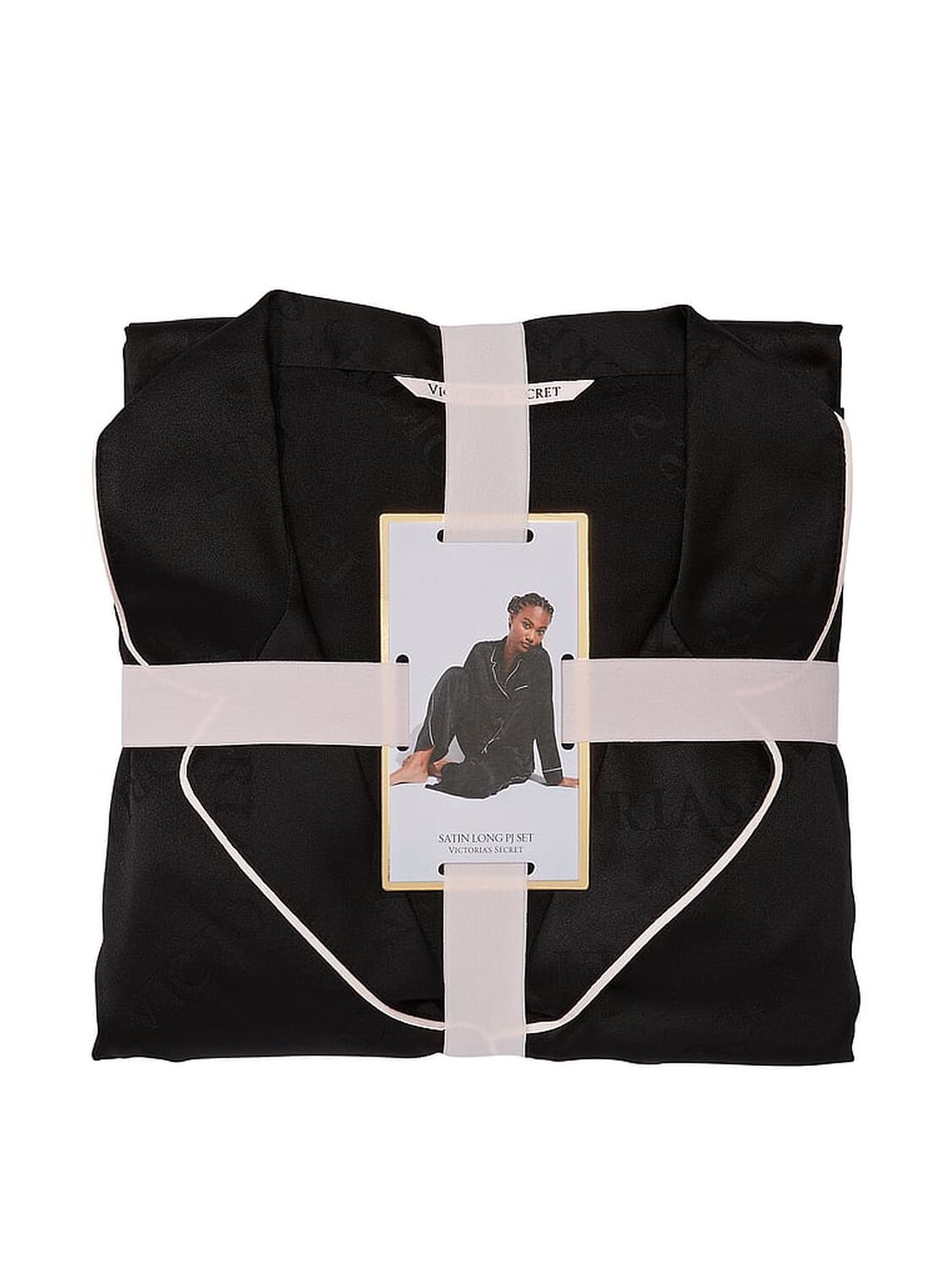 vs Victoria's Secret Satin Long Pajama Set Black 4 of 5 