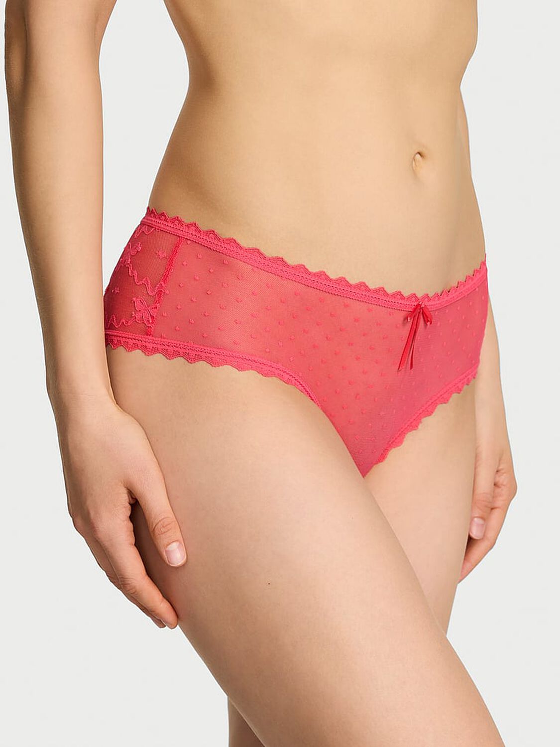 vs The Lacie Bow Lace Mesh Cheeky Panty Poppy 1 of 3 