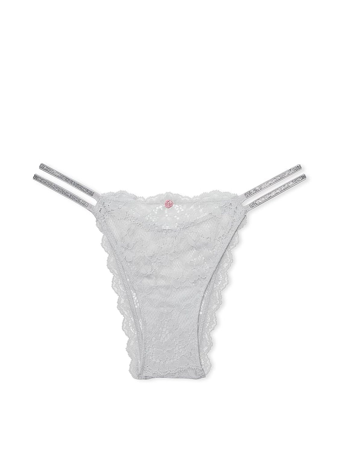 vs Dream Angels Twinkle Strap Lace Brazilian Panty Silver Pearl 3 of 4 
