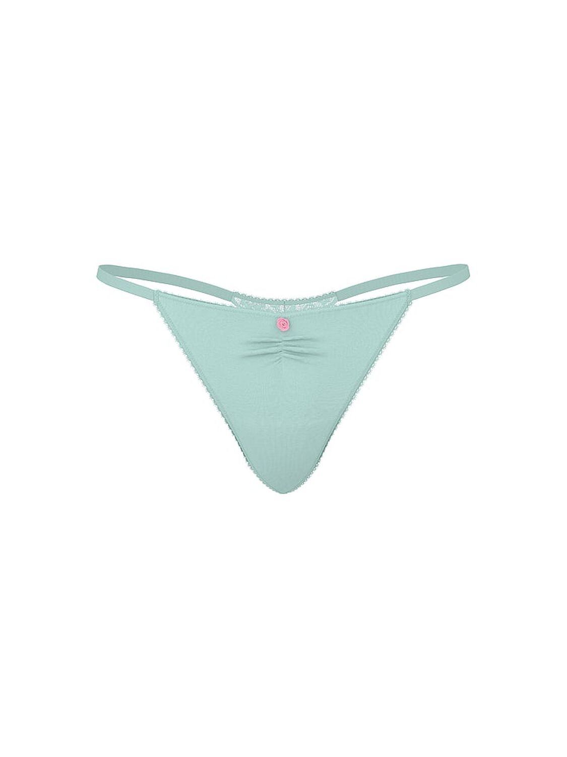 vs Victoria's Secret Stretch Cotton Heart Lace V-String Panty Canal Blue 3 of 3 