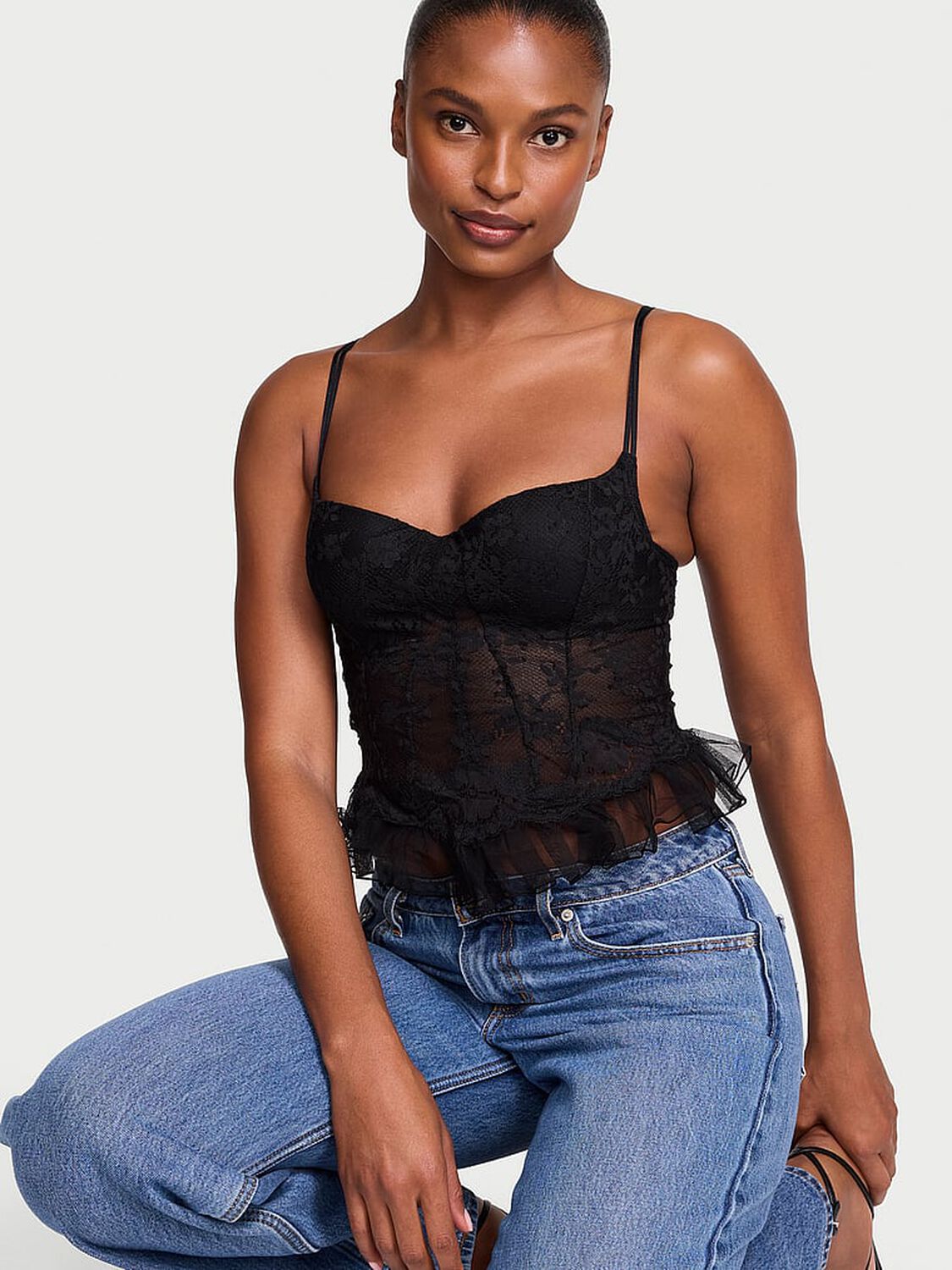 vs Dream Angels Dare to Dream Lace Ruffle Bra Top 1 of 3 