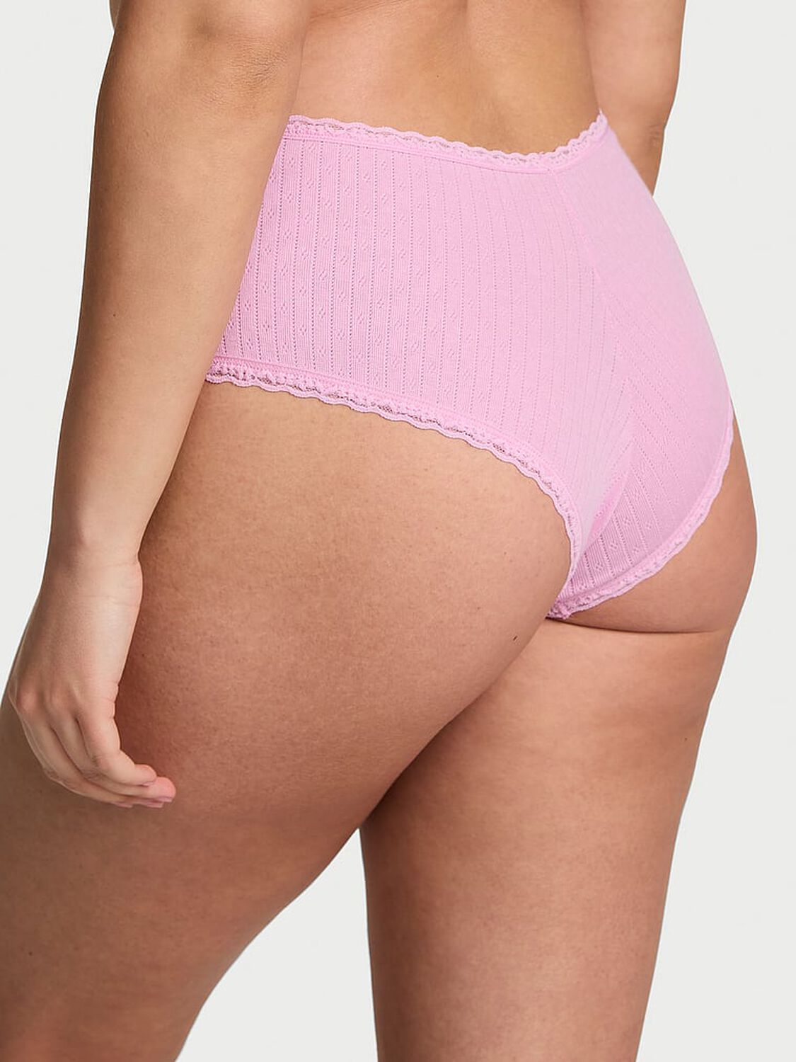 vs The Lacie Stretch Cotton Pointelle Lace-Waist Cheeky Panty Waterlily Starfish 2 of 3 