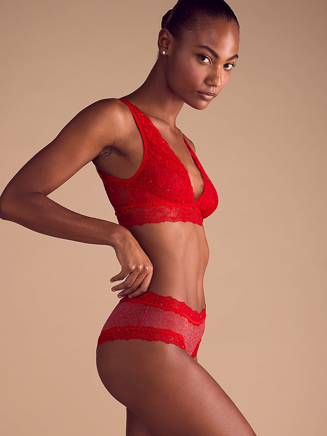 vs The Lacie Sequin Posey Mesh Cheeky Panty Lipstick 4 of 4 