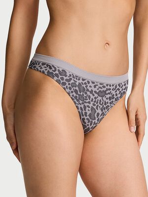 Seamless Leopard Rib Thong Panty