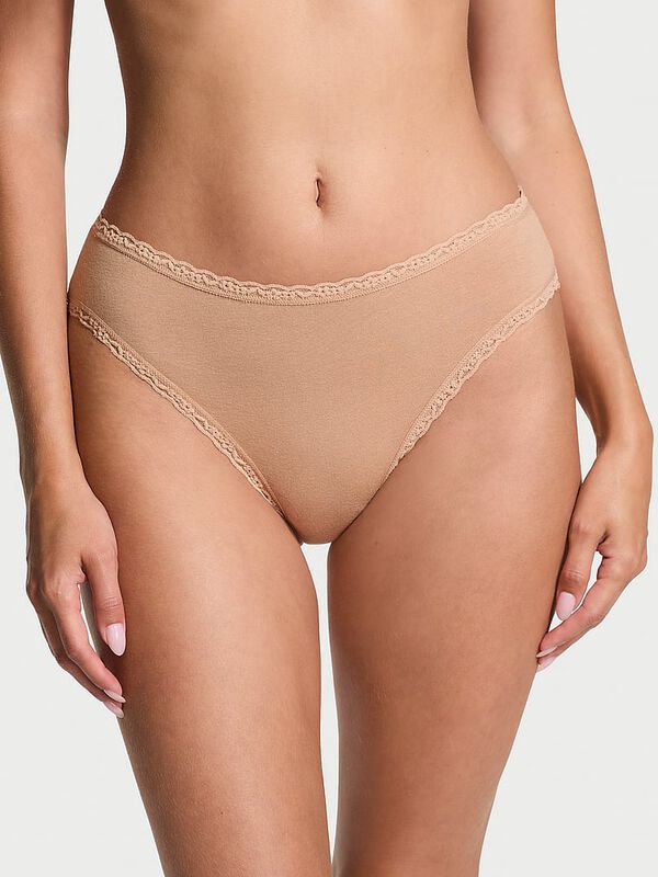 Cotton Lace-Waist Bikini Panty