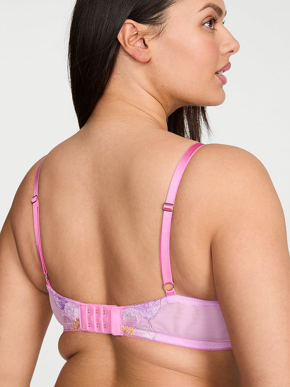vs Dream Angels Watercolor Embroidery Lightly Lined Demi Bra Watercolor Pink 2 of 3 