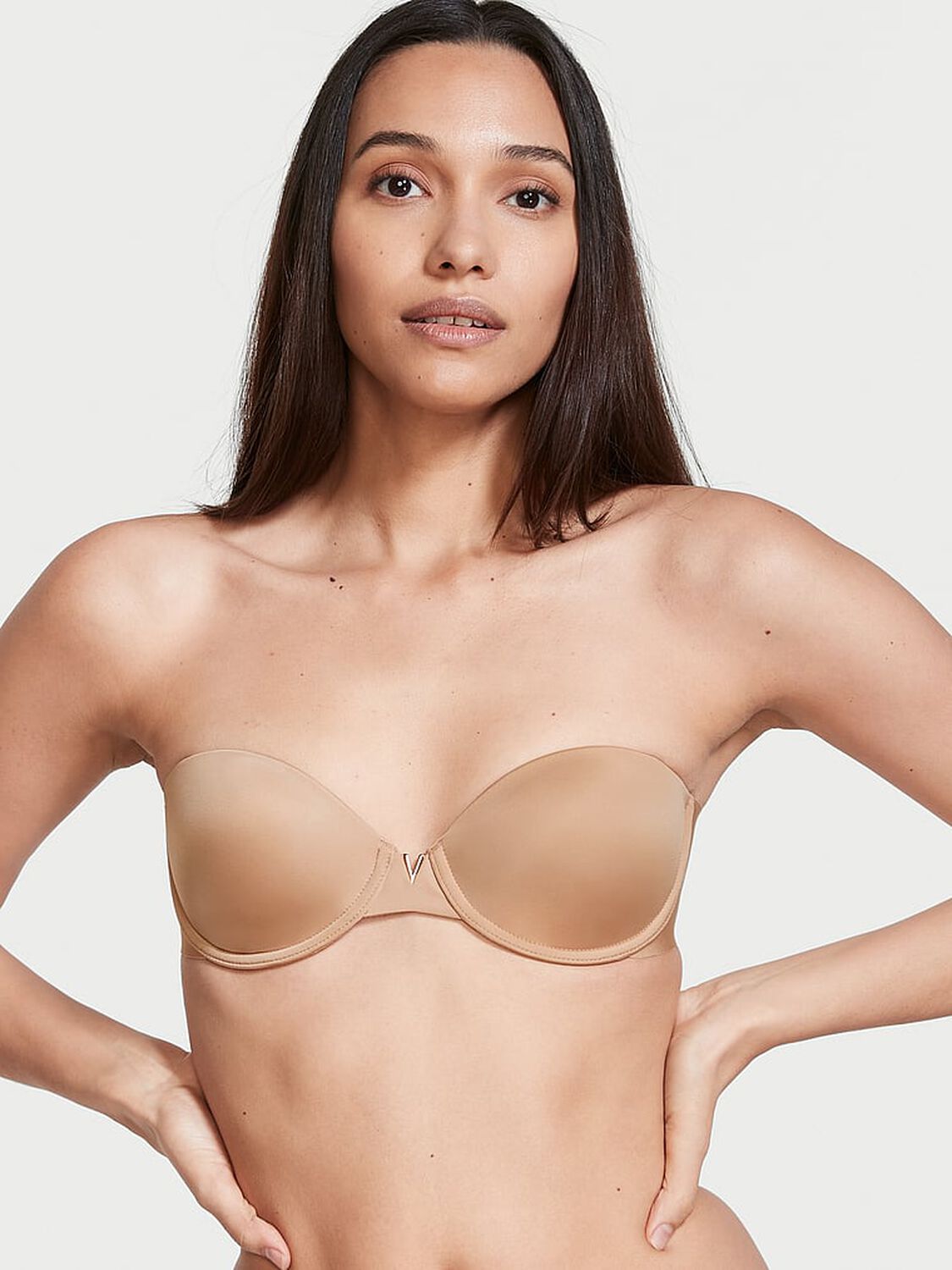 vs Victoria's Secret Bare Sexy Illusions Lightly-Lined Strapless Bra Sweet Nougat 1 of 3 