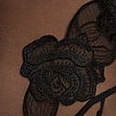 Sheer Rose Lace-Trim Catsuit, Black, swatch