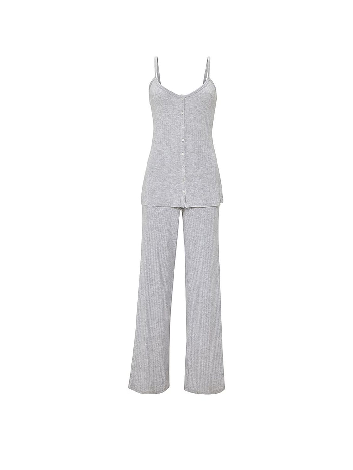 vs Victoria's Secret SoSoft&trade; Modal Wide-Rib Button-Front Cami & Pants Set Medium Heather Grey 3 of 4 